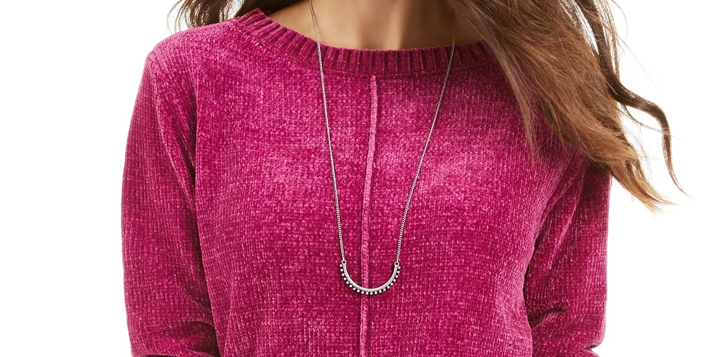 Style & Co Women's Chenille Sweater Purple Size Small