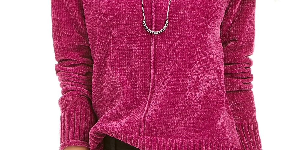 Style & Co Women's Chenille Sweater Purple Size Small