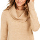 Style & Co Women's Cowl Neck Waffl Knit Sweater Beige Size X-Large
