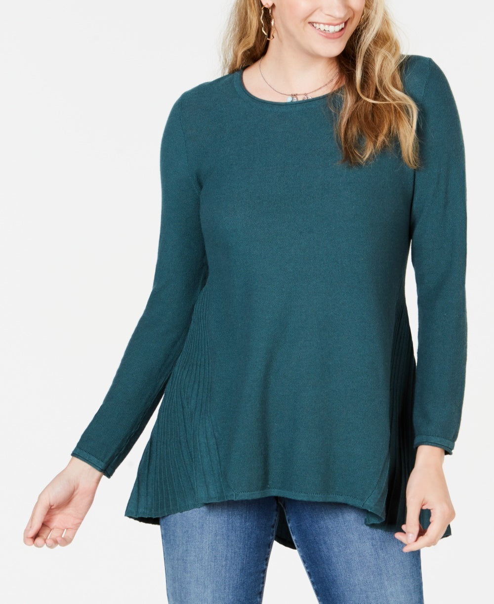 Style & Co Women's High Low Tunic Sweater Green Size Large