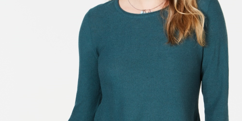 Style & Co Women's High Low Tunic Sweater Green Size Large