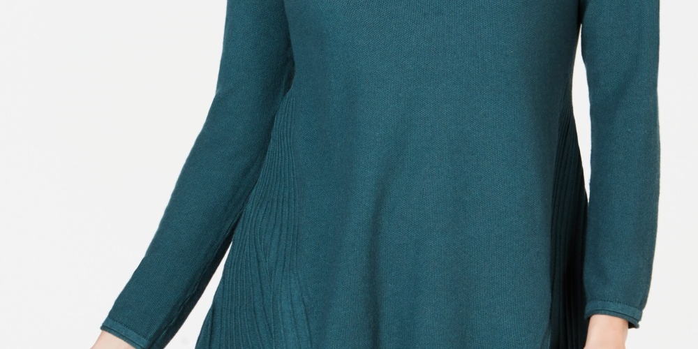Style & Co Women's High Low Tunic Sweater Green Size Large