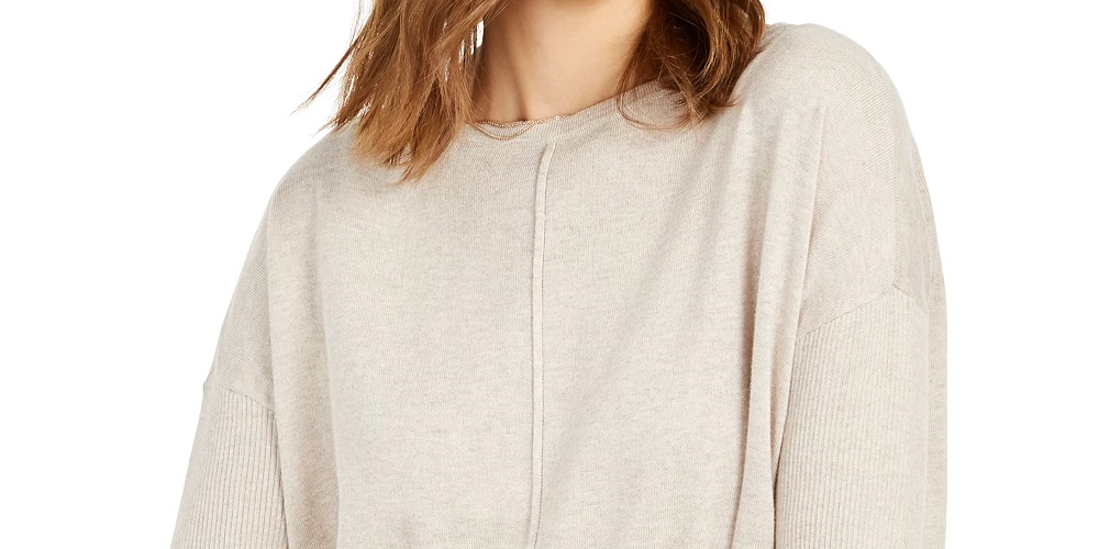 Style & Co Women's Seam-Front Tunic Sweater Purple Size Large