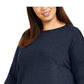 Style & Co Women's Seamfront Mixed Media Tunic Top Navy Size 1X