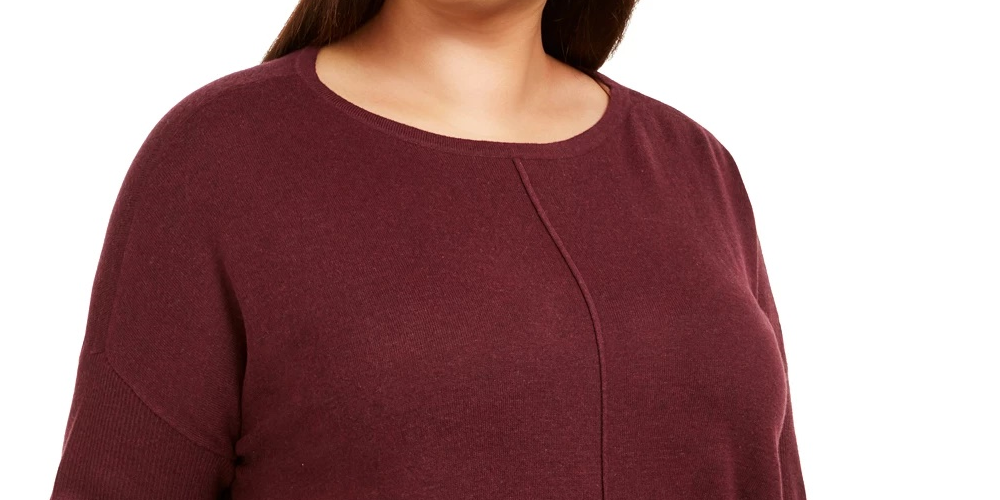 Style & Co Women's Plus Size Seam-Front Tunic Sweater Purple Size 1X