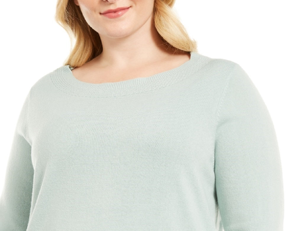 Karen Scott Women's Ballet Neckline Sweater Turq/Aqua Size 1X