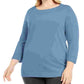 Karen Scott Women's Plus Size Ballet Neckline Sweater Turquoise Blue Size 3X