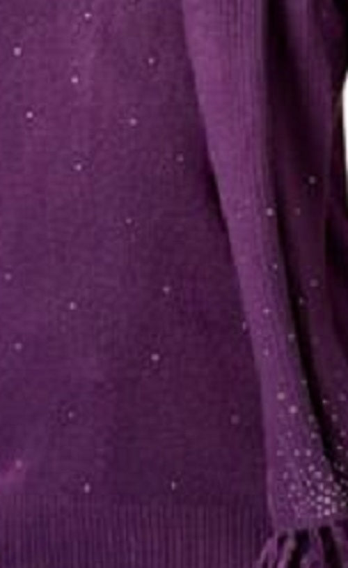 Karen Scott Women's Embellished Scarf Sweater Purple Size Small
