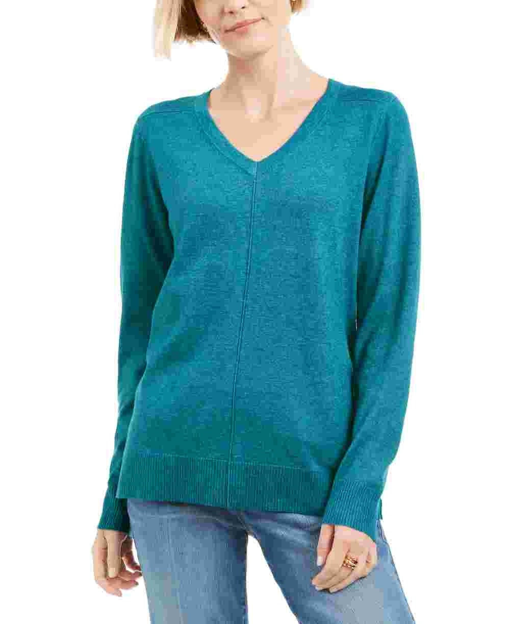 Karen Scott Women's V-Neck Pullover Sweater Blue Size XX-Large