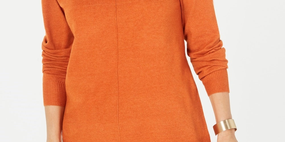 Karen Scott Women's Crewneck Long-Sleeve Sweater  Med Orange Size Small