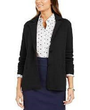 Charter Club Women's Sweater Blazer Jacket Black Size X-Large