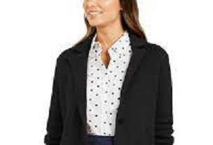 Charter Club Women's Sweater Blazer Jacket Black Size X-Large