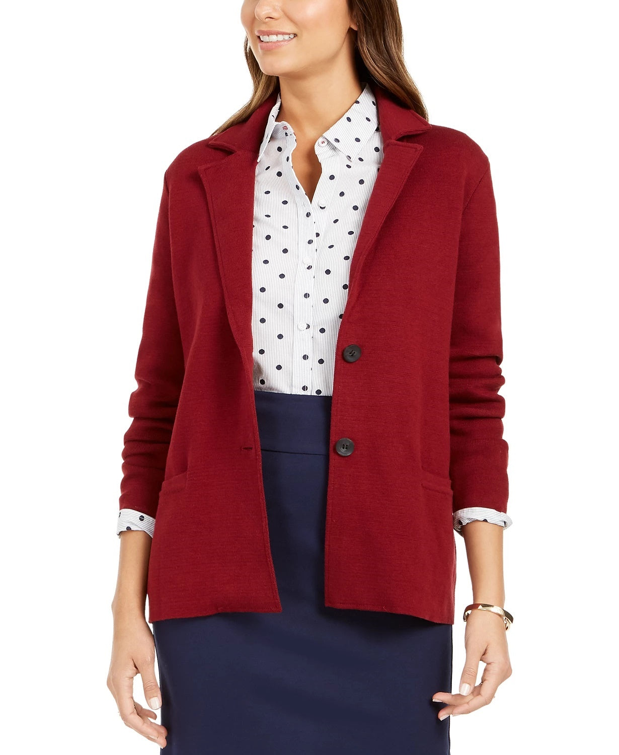 Charter Club Women's Sweater Blazer Jacket Wine Size X-Large