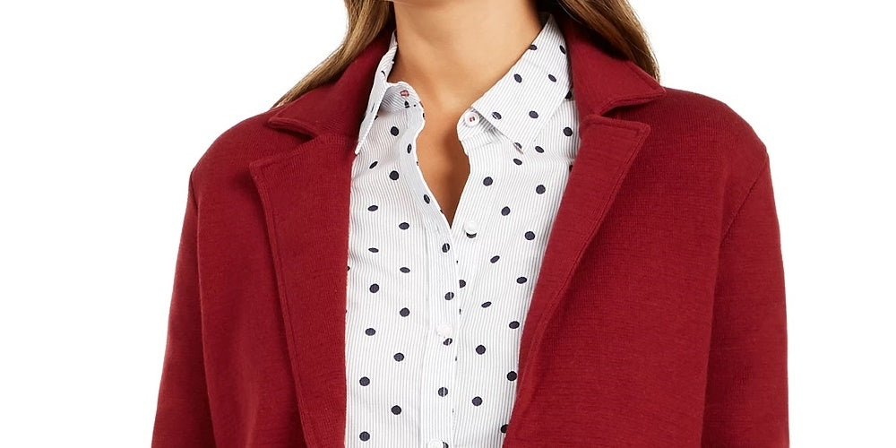 Charter Club Women's Sweater Blazer Jacket Wine Size X-Large