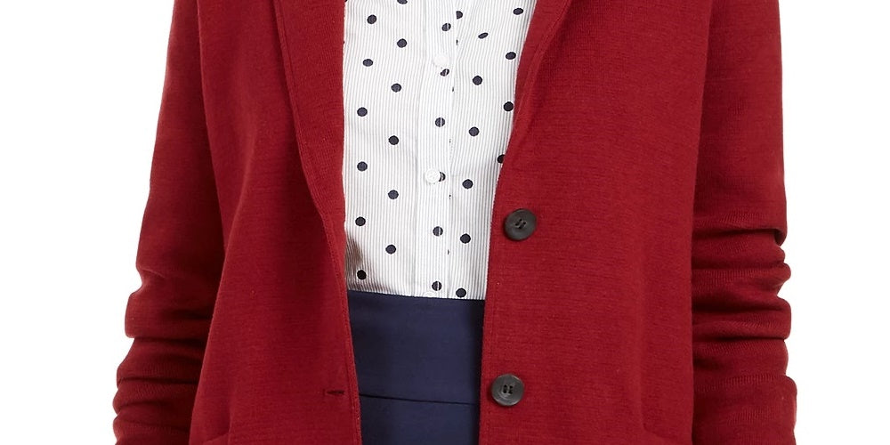 Charter Club Women's Sweater Blazer Jacket Wine Size X-Large