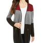 Charter Club Women's Milano Cotton Colorblocked Cardigan Black Size XX-Large