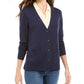 Charter Club Women's Merino Wool V Neck Cardigan Blue Size Large