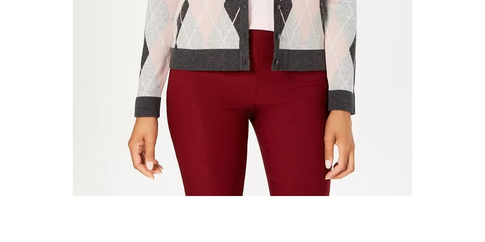 Charter Club Women's Argyle Knit Cardigan Dark Gray Size Medium