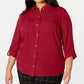 Charter Club Women's Size Button Front Shirt Wine Size 1X