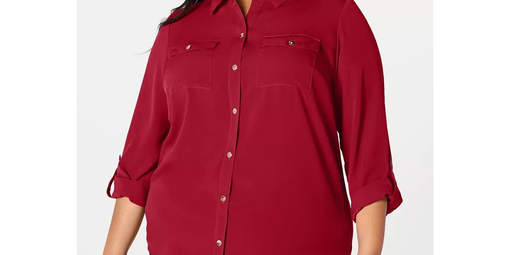Charter Club Women's Size Button Front Shirt Wine Size 1X