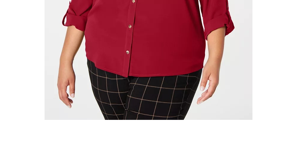 Charter Club Women's Size Button Front Shirt Wine Size 1X
