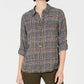 Charter Club Women's Plaid Utility Shirt Black Size Medium