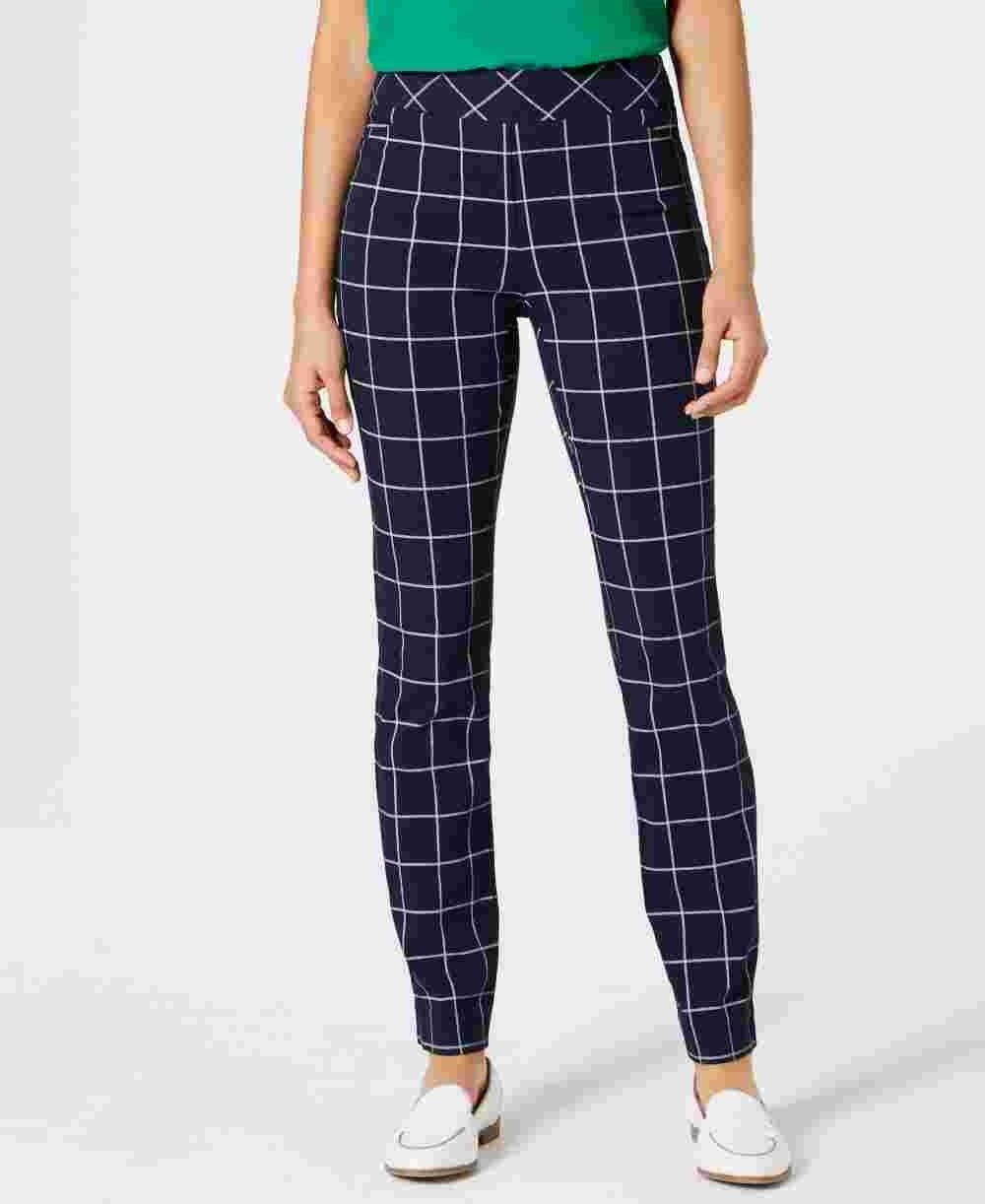 Charter Club Women's Windowpane Pants Blue Size 8