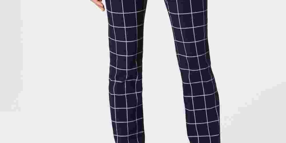 Charter Club Women's Windowpane Pants Blue Size 8
