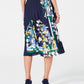 Charter Club Women's Printed Pleated Midi Skirt Blue Size XX Large