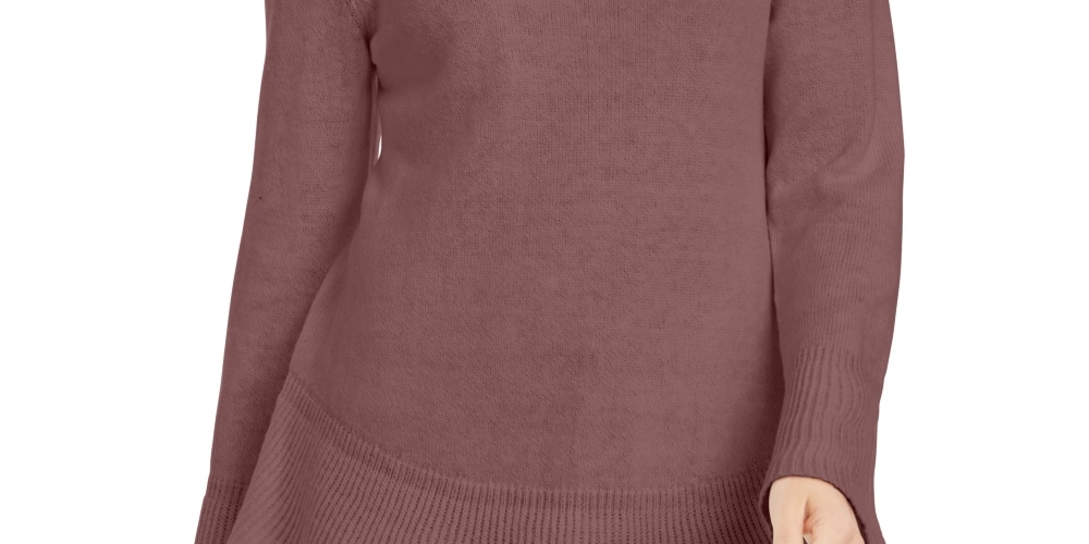 Style & Co Women's Petite RuffleHem Tunic Sweater Purple Petite Medium