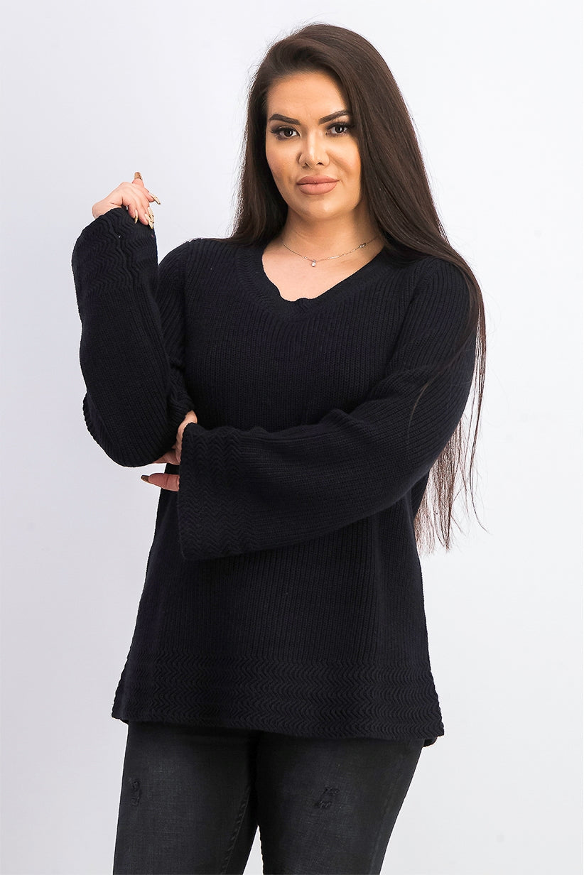 Style & Co Women's Boxy Knit Pullover Sweater Black Size Extra Large