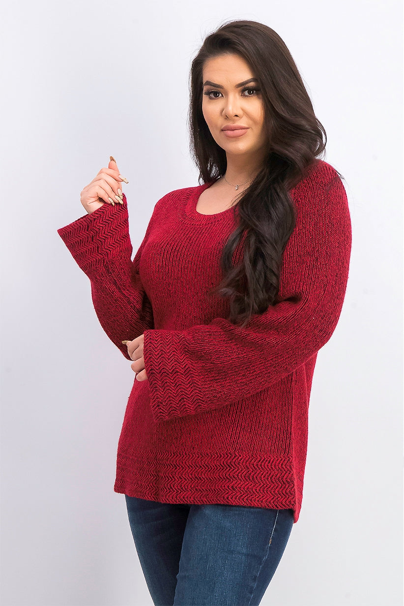 Style & Co Women's Boxy Knit Pullover Sweater Red Size Large