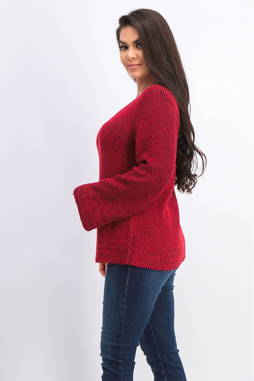 Style & Co Women's Boxy Knit Pullover Sweater Red Size Large