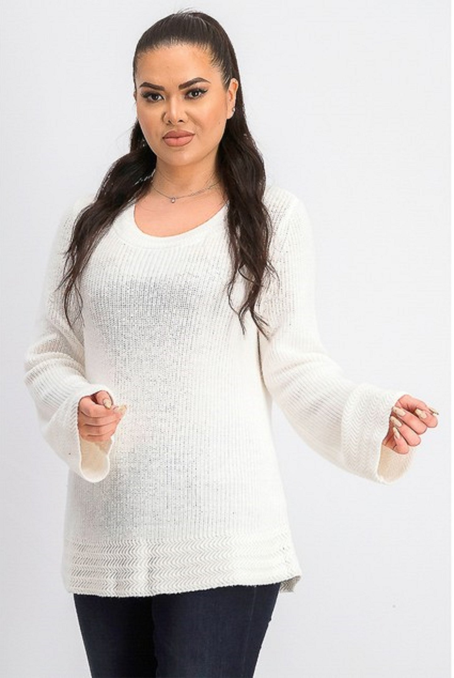 Style & Co Women's Boxy Knit Pullover Sweater White Size XX Large