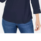 Karen Scott Women's Petite 3/4-Sleeve Polo Shirt Dark Blue Size Petite