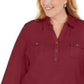Karen Scott Women's Cotton 3/4 Sleeve Polo Top Red Size 1X