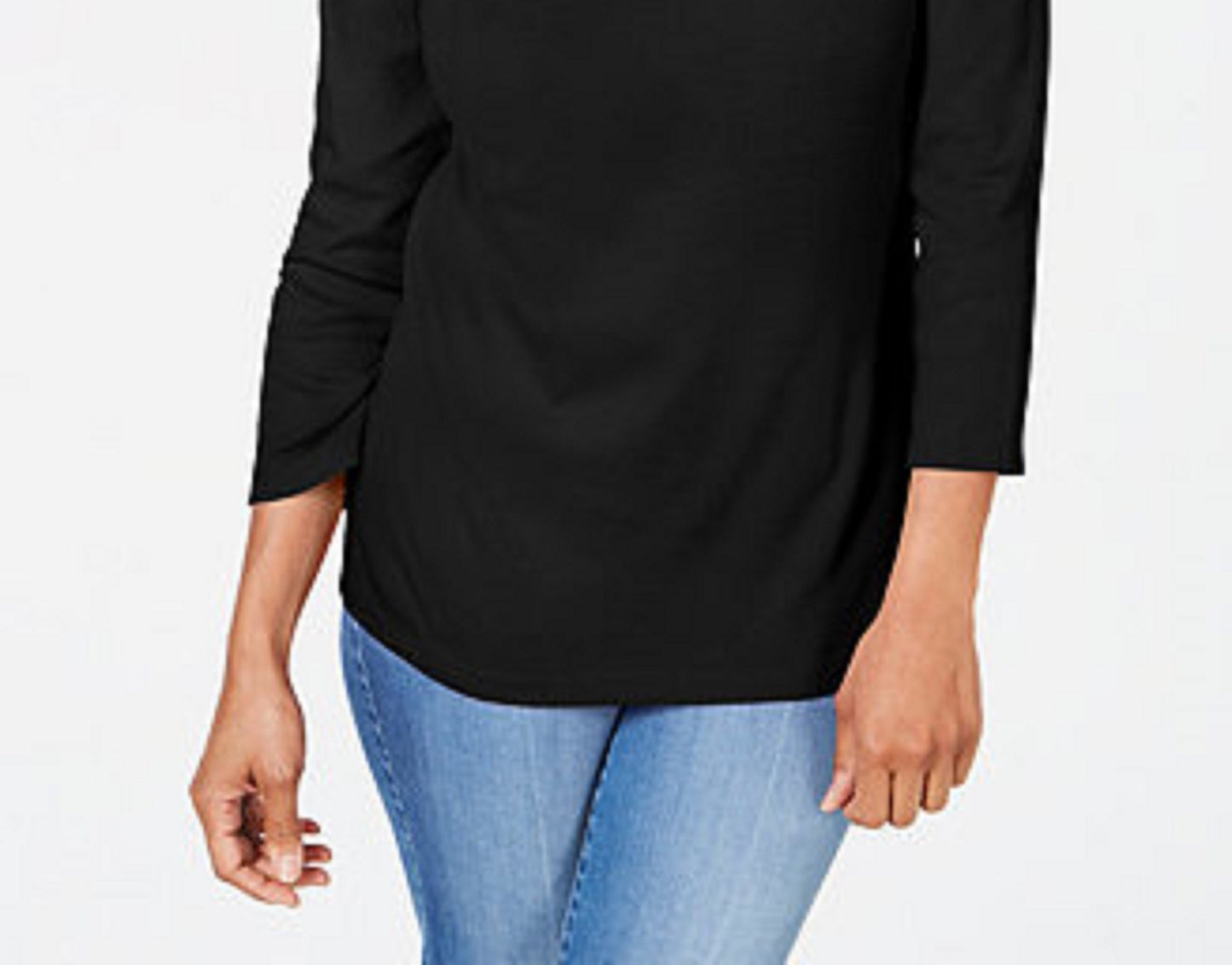 Karen Scott Women's Embroidered Cotton Layered-Look Top Black Size Small