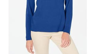 Karen Scott Women's Button Shoulder Sweater Navy Size Small