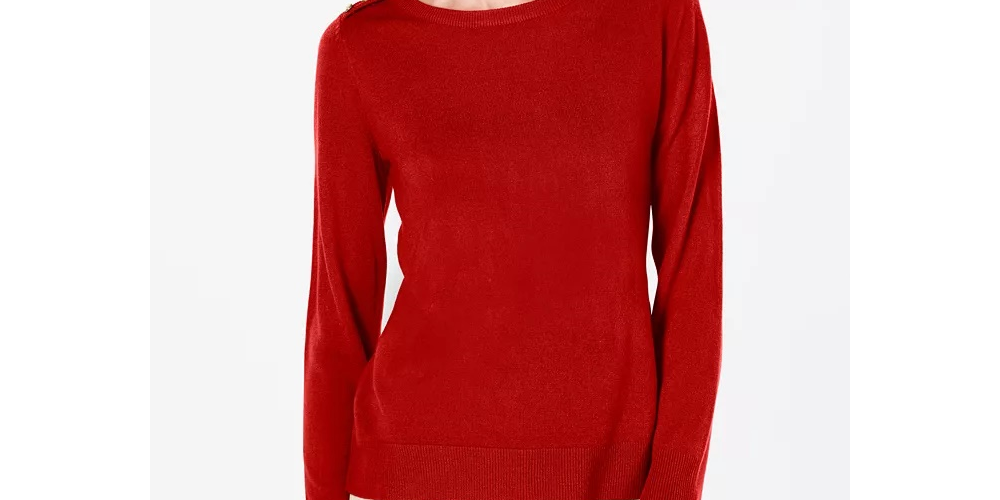Karen Scott Women's Button Shoulder Sweater Red Size XX-Large