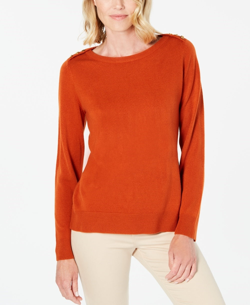 Karen Scott Women's Button-Shoulder Sweater Red Size X-Large