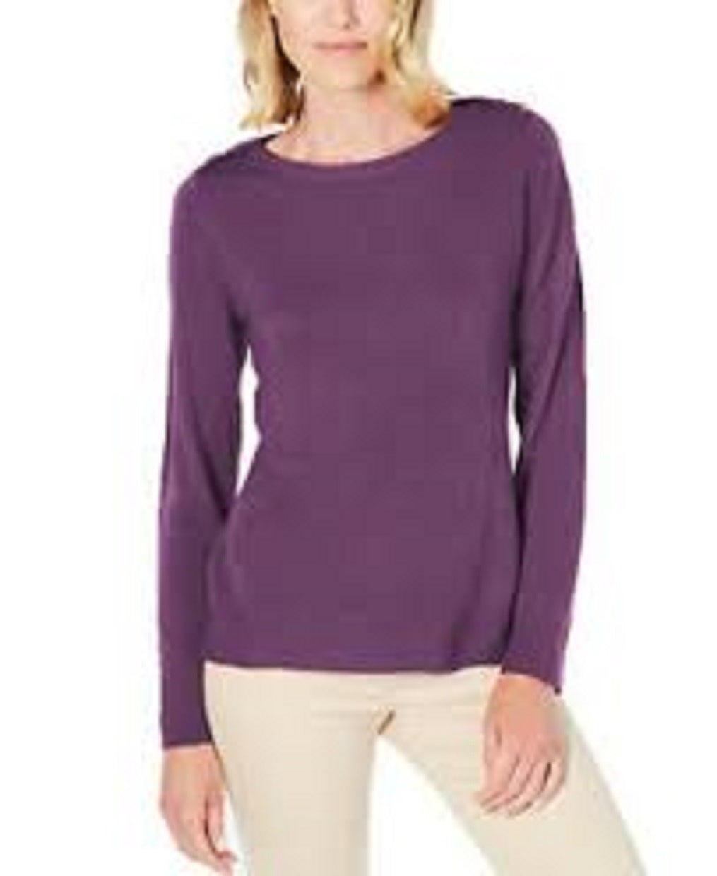 Karen Scott Women's Petite Button-Shoulder Sweater Med Purple Size Petite