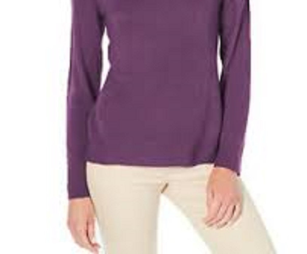 Karen Scott Women's Petite Button-Shoulder Sweater Med Purple Size Petite