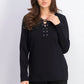 Karen Scott Women's Sport Lace-Up Sweatshirt Black Size Small