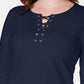 Karen Scott Women's Sport Lace-Up Sweatshirt Navy Size Small