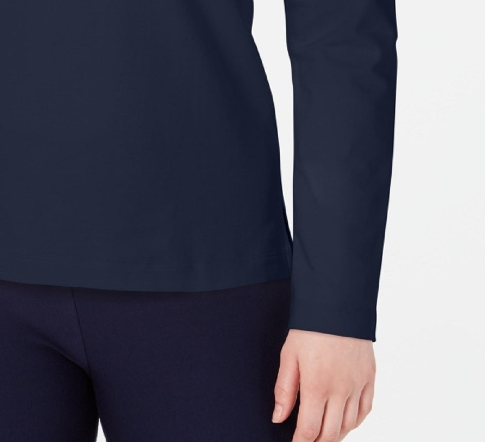 Karen Scott Women's Sport Lace-Up Sweatshirt Navy Size Small
