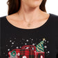 Karen Scott Women's Plaid Truck Cotton Top Black Size Small