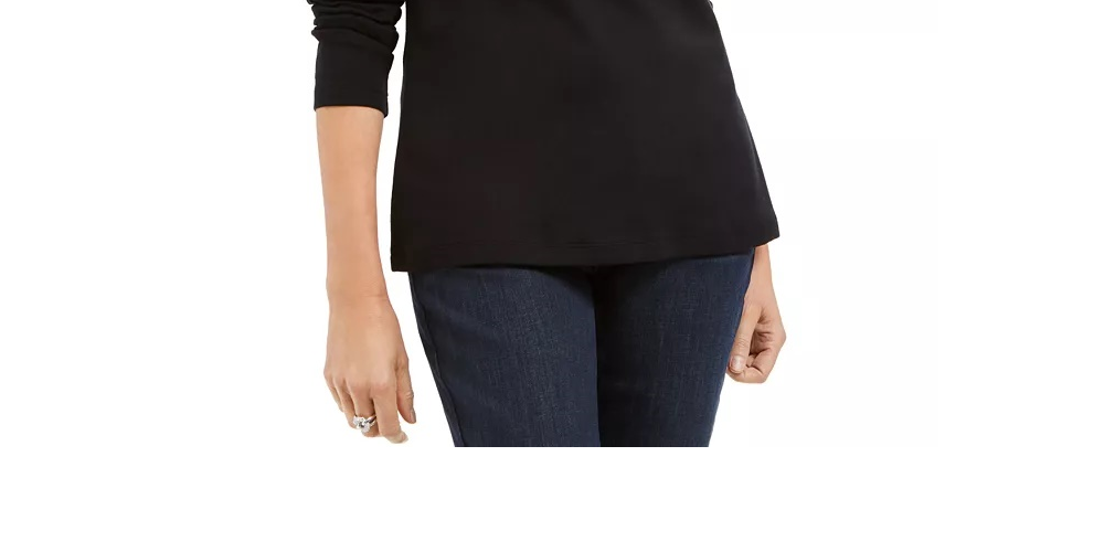 Karen Scott Women's Cotton Festive Catwalk Top Black Size Medium