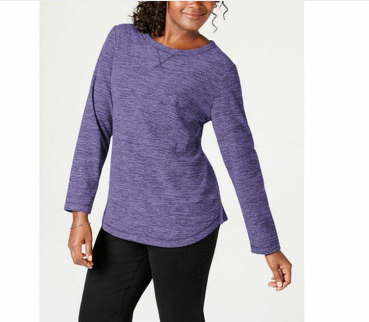 Karen Scott Women's Sport Space-Dye Microfleece Top Purple Size Medium