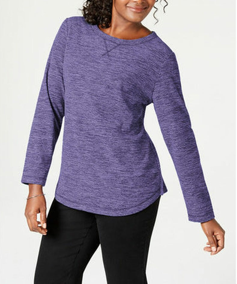 Karen Scott Women's Sport Space-Dye Microfleece Top Purple Size X-Large