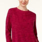 Karen Scott Women's Sport Space-Dye Microfleece Top Red Size Large